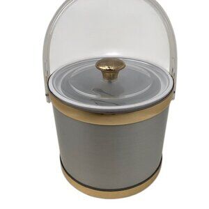 VINTAGE Culver Brushed Silver and Gold Acrylic Barware Ice Bucket